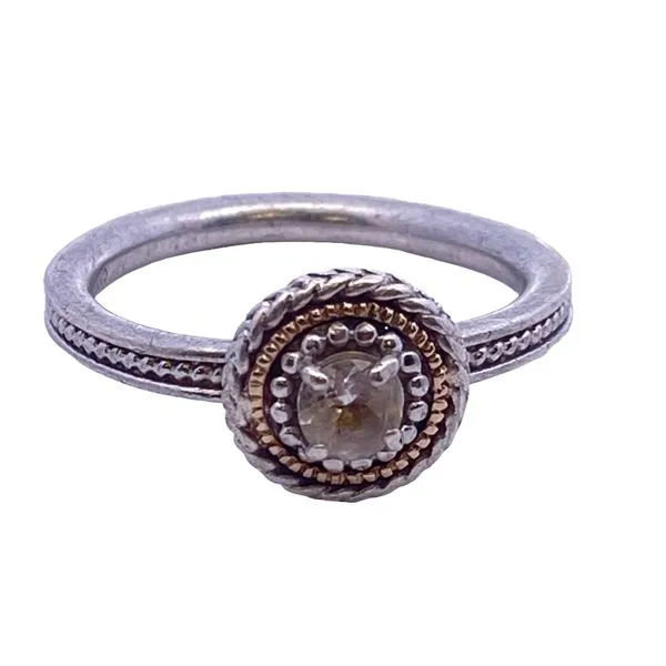 Silver and 14ky Solitaire Ring wit round Cz stone Graham Jewelers Wayzata, MN