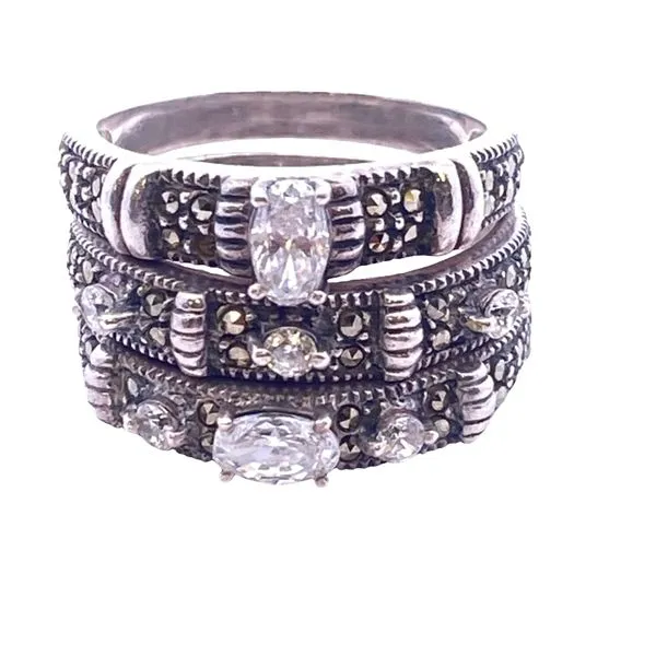 Silver Stackable Rings with Crystal Cabochons Graham Jewelers Wayzata, MN