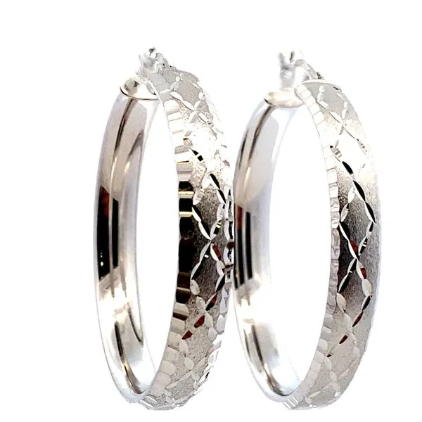 Silver diamond cut Hoop earrings Graham Jewelers Wayzata, MN