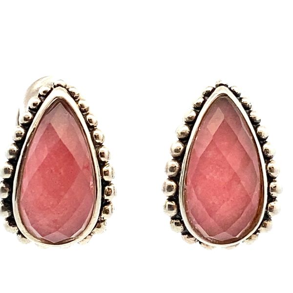 Sterling Silver Stud Earrings with Faceted Pink Rhodochrosite Graham Jewelers Wayzata, MN