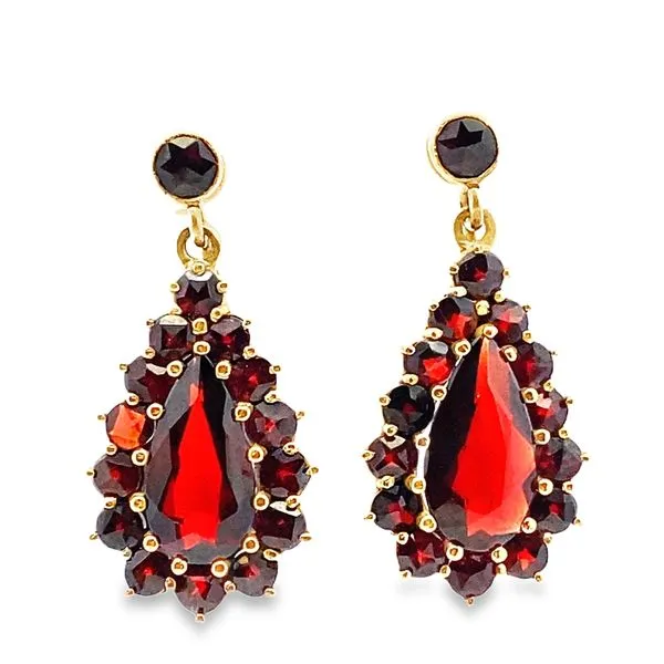 10ky Victorian Bohemian Garnet Dangle earrings Graham Jewelers Wayzata, MN