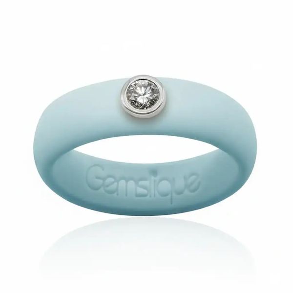 Powder Blue Silicon Band with 3MM Cubic Zirconia Gray's Jewelers Bespoke Saint James, NY