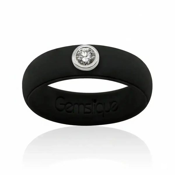 Black Silicon Band With 3MM Bezel Set Cubic Zirconia Gray's Jewelers Bespoke Saint James, NY