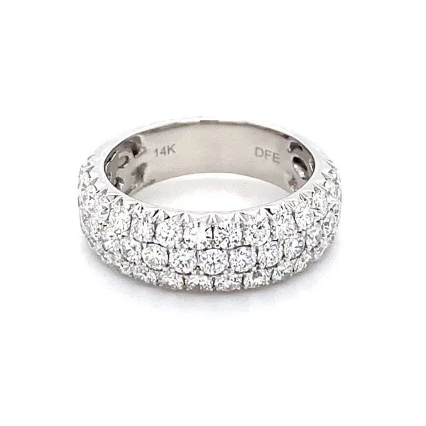 14k White Gold Triple Row Diamond Wedding Band Gray's Jewelers Bespoke Saint James, NY