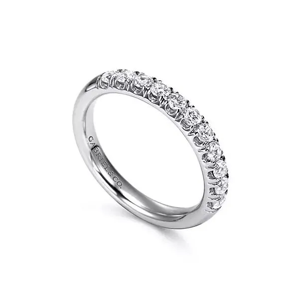 14K White Gold French Set Diamond Band Image 2 Gray's Jewelers Bespoke Saint James, NY