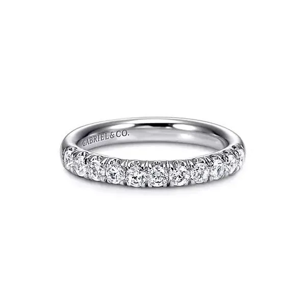 14K White Gold French Set Diamond Band Gray's Jewelers Bespoke Saint James, NY