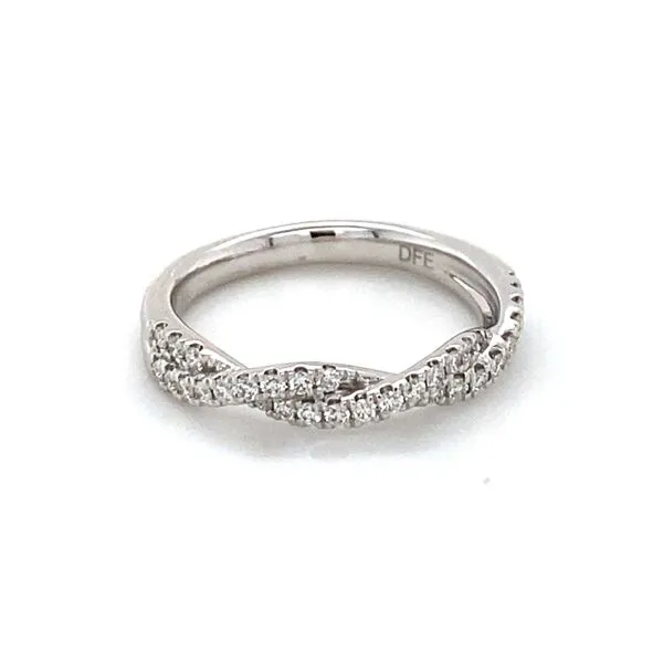 14k White Gold Twisted Diamond Band 0.38 Total Diamond Carat Weight Gray's Jewelers Bespoke Saint James, NY