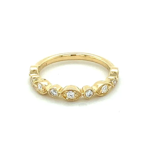 14K Yellow Gold Diamond Band with Milgrain Gray's Jewelers Bespoke Saint James, NY