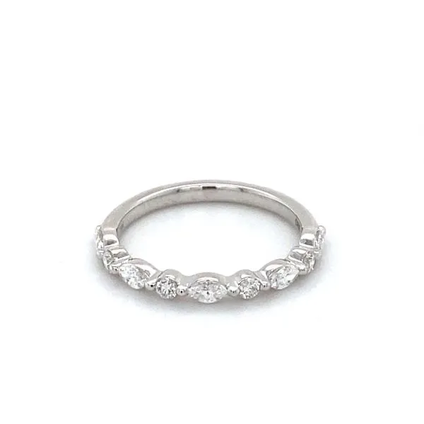 14K White Gold Marquise and Round Diamond Band Gray's Jewelers Bespoke Saint James, NY