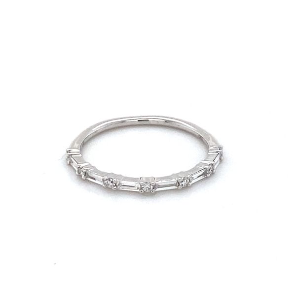 14K White Gold Baguette and Round Diamond Band Gray's Jewelers Bespoke Saint James, NY