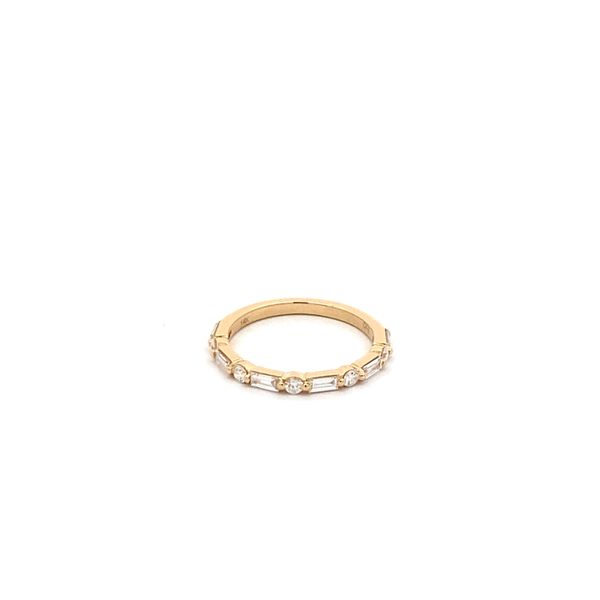 14K Yellow Gold Diamond Baguette and Round Band Gray's Jewelers Bespoke Saint James, NY