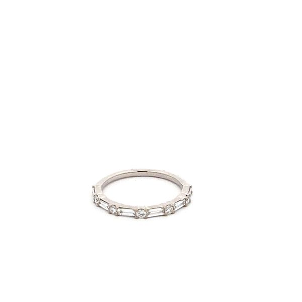 14K White Gold Baguette and Round Diamond Band Gray's Jewelers Bespoke Saint James, NY