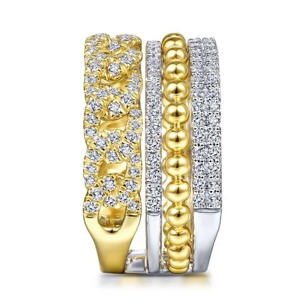 14K White-Yellow Gold Bujukan Wide Band Image 4 Gray's Jewelers Bespoke Saint James, NY