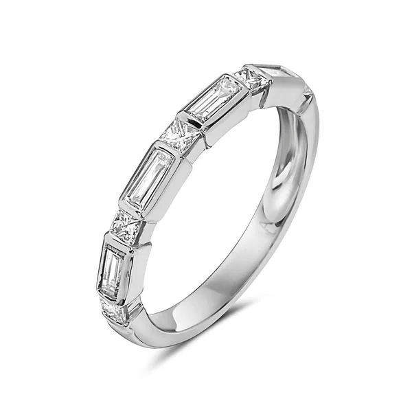 14K White Gold Diamond Baguette and Princess Cut Ring Gray's Jewelers Bespoke Saint James, NY