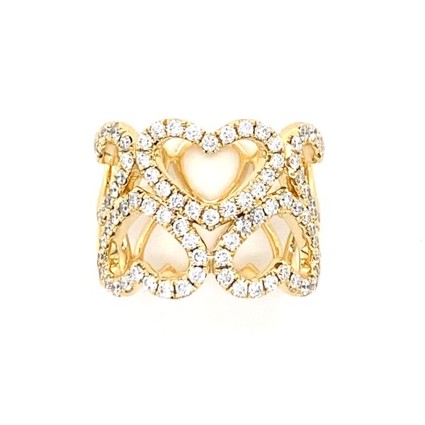 18K Yellow Gold Diamond Heart Ring Gray's Jewelers Bespoke Saint James, NY