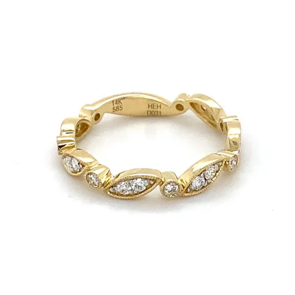 14k Yellow Gold Diamond Band ZIg Zag Design 0.31 Total Diamond Carat Weight Gray's Jewelers Bespoke Saint James, NY