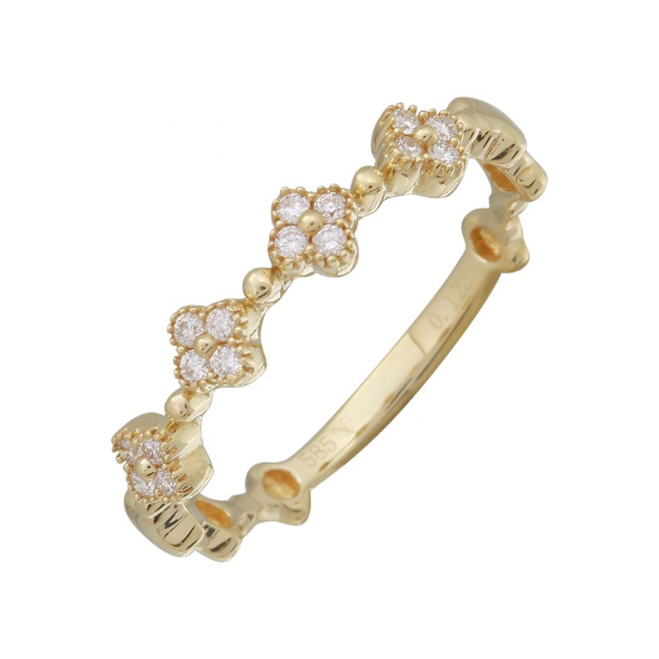 14k Yellow Gold Diamond Clover Ring Gray's Jewelers Bespoke Saint James, NY