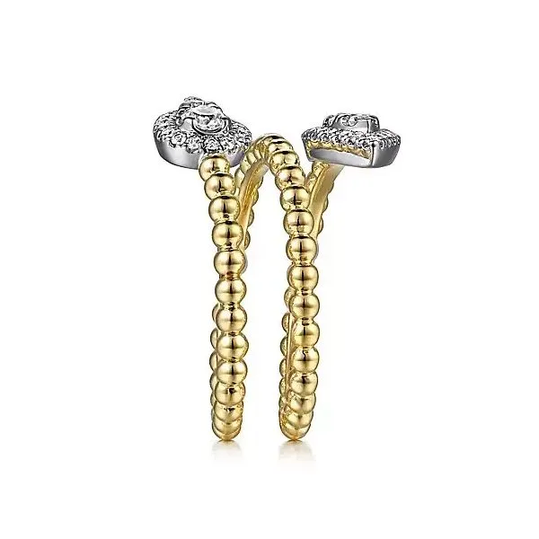 14K White-Yellow Gold Bujukan Wrap Ring with Teardrop Diamonds Image 2 Gray's Jewelers Bespoke Saint James, NY