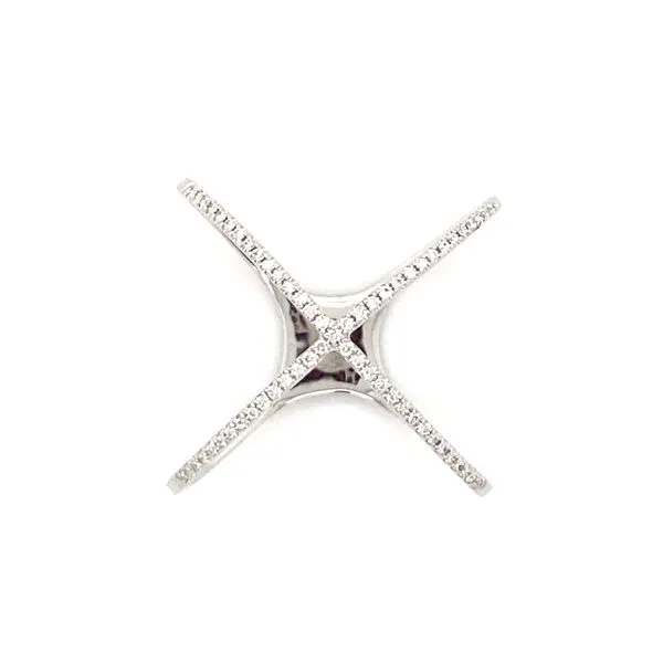 18K White Gold Diamond Criss Cross Ring Image 2 Gray's Jewelers Bespoke Saint James, NY