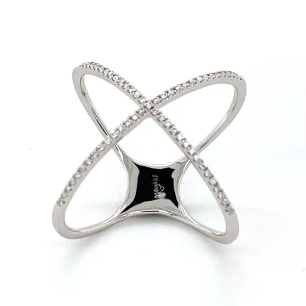 18K White Gold Diamond Criss Cross Ring Gray's Jewelers Bespoke Saint James, NY