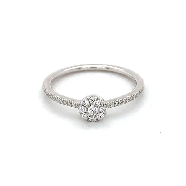 14K White Gold Diamond Cluster Ring Gray's Jewelers Bespoke Saint James, NY