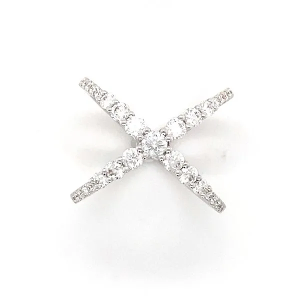 18K White Gold Diamond Cross Over Ring Image 2 Gray's Jewelers Bespoke Saint James, NY