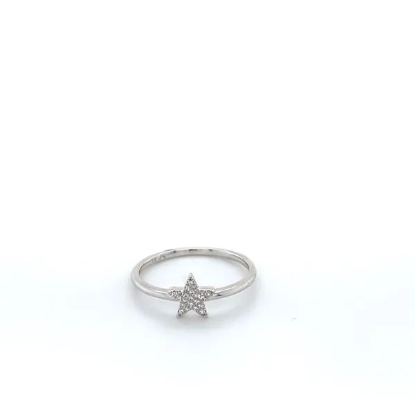 14K White Gold Diamond Star Ring Gray's Jewelers Bespoke Saint James, NY