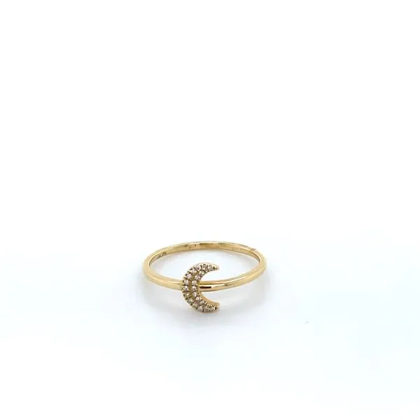 14K Yellow Gold Diamond Crescent Moon Ring Gray's Jewelers Bespoke Saint James, NY