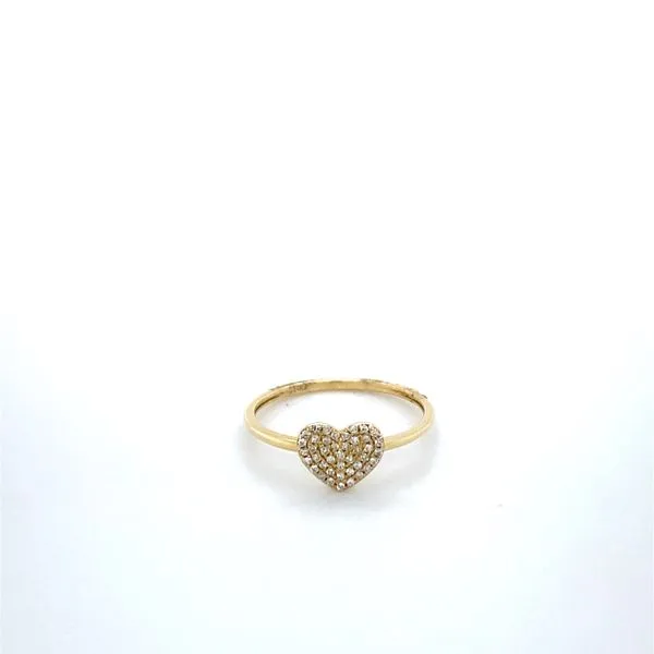 14K Yellow Gold Diamond Heart Ring Gray's Jewelers Bespoke Saint James, NY