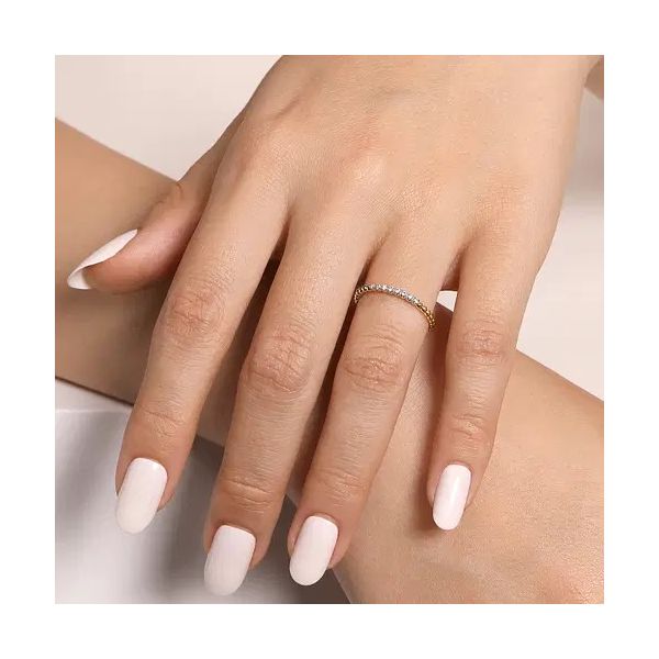 14K Yellow Gold Bujukan Bead and Diamond Stackable Ring Image 2 Gray's Jewelers Bespoke Saint James, NY