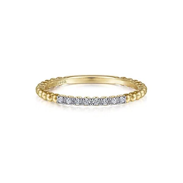 14K Yellow Gold Bujukan Bead and Diamond Stackable Ring Gray's Jewelers Bespoke Saint James, NY