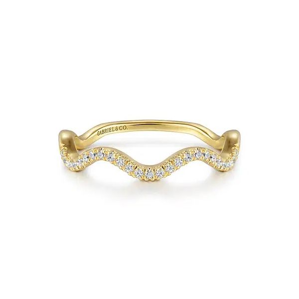 14K Yellow Gold Diamond Wave Stackable Ladies Ring Gray's Jewelers Bespoke Saint James, NY