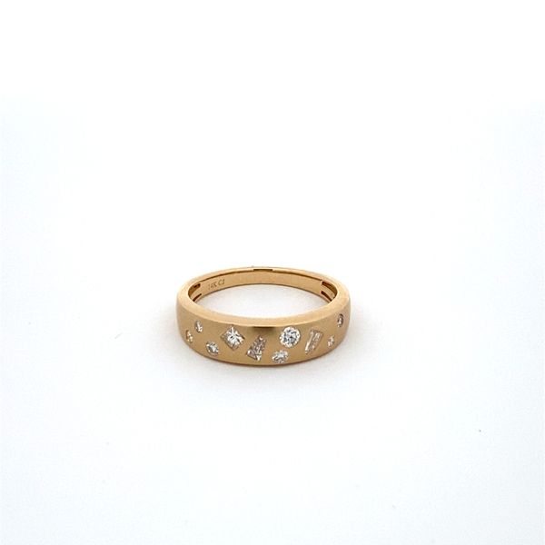 14K Yellow Gold Burnished Set Diamond Ring Gray's Jewelers Bespoke Saint James, NY