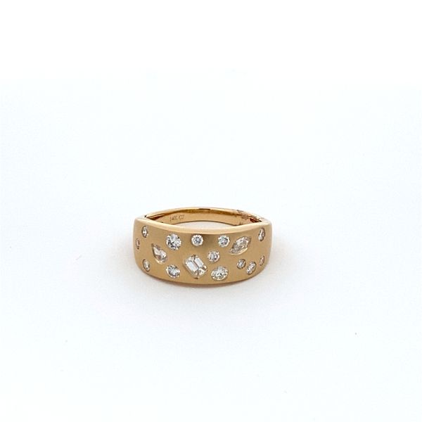 14K Yellow Gold Burnished Set Diamond Ring Gray's Jewelers Bespoke Saint James, NY