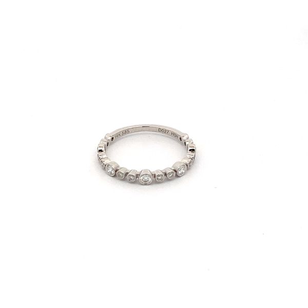 14K White Gold Diamond Bezel Set Stackable Ring Gray's Jewelers Bespoke Saint James, NY