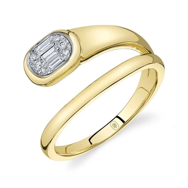 14K Yellow Gold Diamond Baguette and Round Bypass Ring Gray's Jewelers Bespoke Saint James, NY