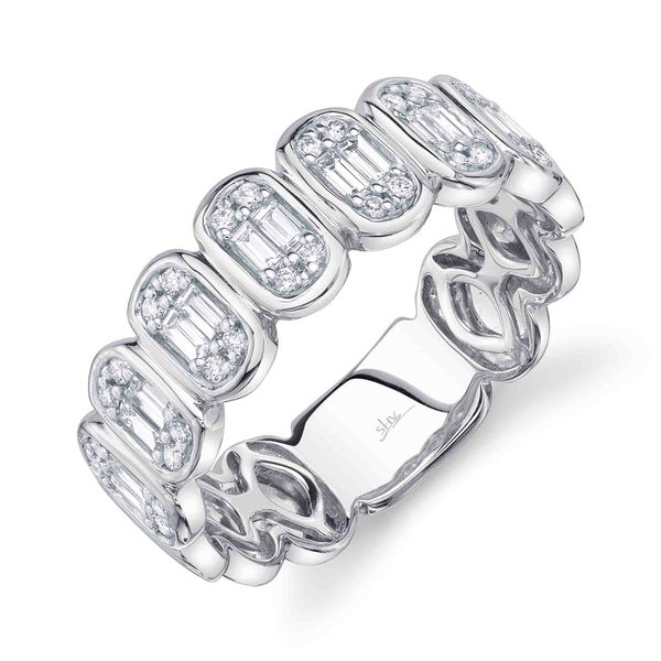 14K White Gold Diamond Baguette Band Gray's Jewelers Bespoke Saint James, NY