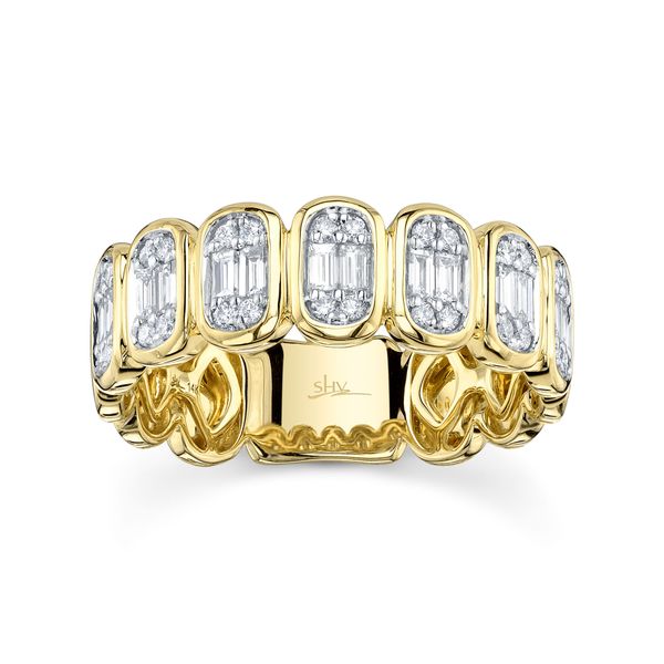 14K Yellow Gold Diamond Baguette Band Image 3 Gray's Jewelers Bespoke Saint James, NY