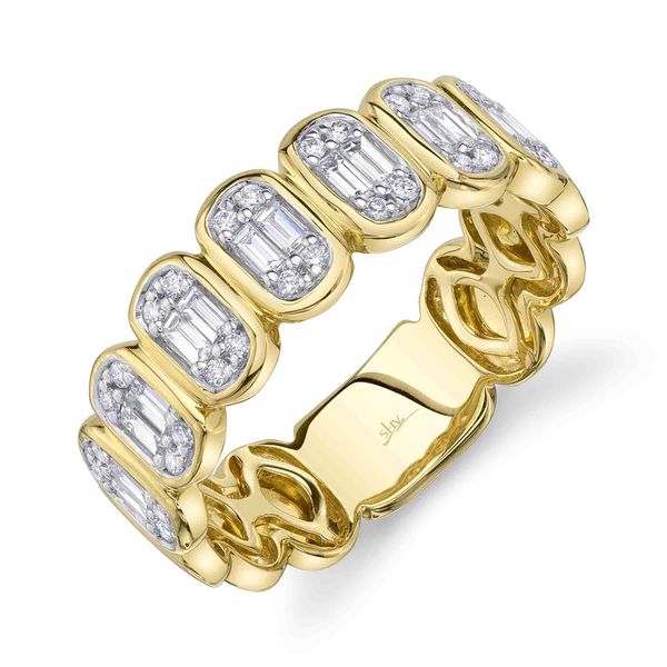 14K Yellow Gold Diamond Baguette Band Gray's Jewelers Bespoke Saint James, NY