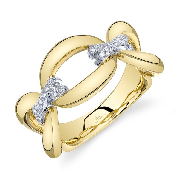 14K Yellow Gold Diamond Oval Link Ring Gray's Jewelers Bespoke Saint James, NY