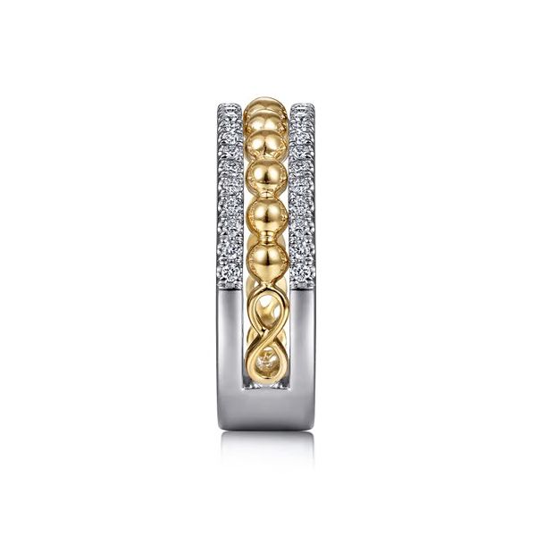 14K White & Yellow Gold Diamond Wide Band Ring-Bujukan Image 3 Gray's Jewelers Bespoke Saint James, NY