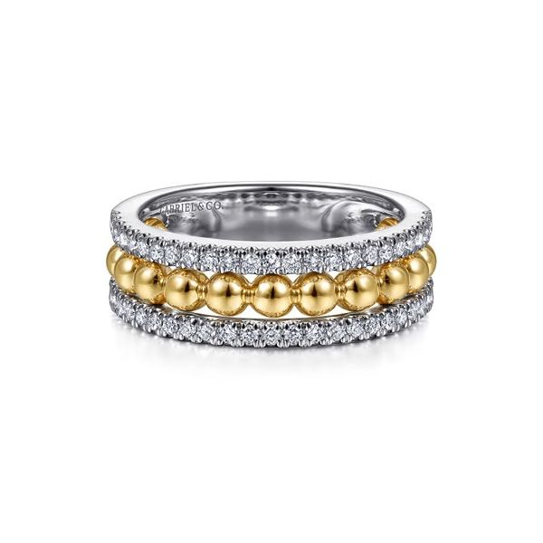14K White & Yellow Gold Diamond Wide Band Ring-Bujukan Gray's Jewelers Bespoke Saint James, NY