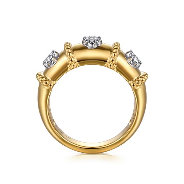 14K White & Yellow Gold Bujukan and Diamond Wide Band Ring Image 3 Gray's Jewelers Bespoke Saint James, NY