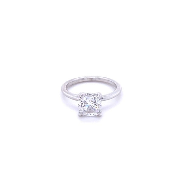 14k White Gold Hidden Halo Semi Mount Engagement Ring Mounting Gray's Jewelers Bespoke Saint James, NY