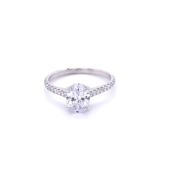 14k White Gold Diamond Semi Mount Engagement Ring Mounting Gray's Jewelers Bespoke Saint James, NY