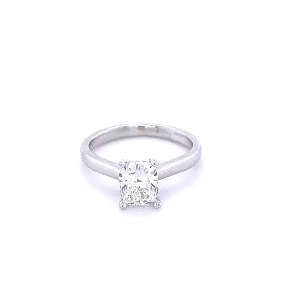 Platinum Engagement Ring With Cushion Shaped Diamond 1.13 Total Diamond Carat Weight Gray's Jewelers Bespoke Saint James, NY