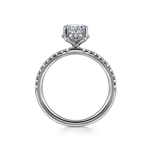 14K White Gold Oval Hidden Halo Diamond Engagement Ring Mounting Image 2 Gray's Jewelers Bespoke Saint James, NY