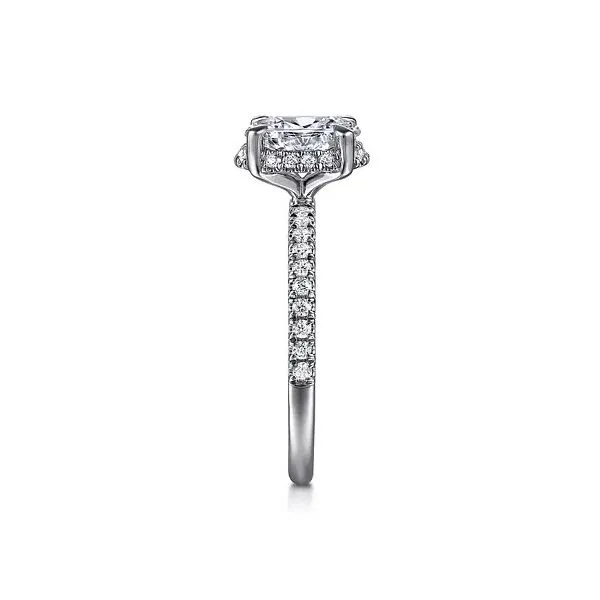14K White Gold Oval Hidden Halo Diamond Engagement Ring Mounting Image 3 Gray's Jewelers Bespoke Saint James, NY