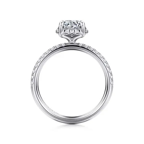 14K White Gold Round Hidden Halo Diamond Engagement Ring Mounting Image 2 Gray's Jewelers Bespoke Saint James, NY