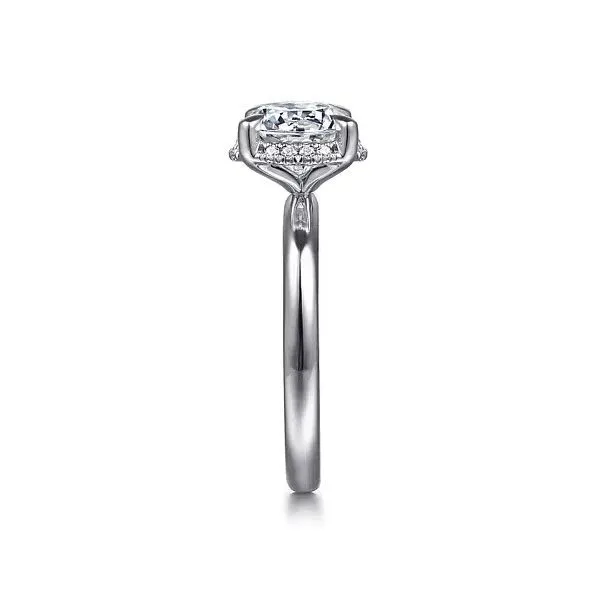 14K White Gold Round Hidden Halo Diamond Engagement Ring Mounting Image 4 Gray's Jewelers Bespoke Saint James, NY